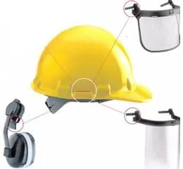 Capacete com protetor facial e abafador de ruídos