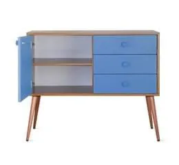 Buffet Retrô com Porta e Gavetas Azul