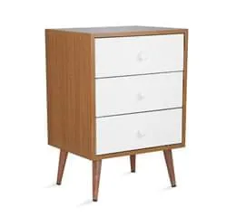 Criado-Mudo Retrô com Três Gavetas Branco