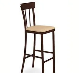 Banco Alto Viena Tabaco com Estofado Bege