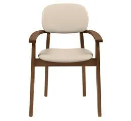 Cadeira Estofada com Braço London Amêndoa