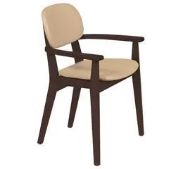 Cadeira Estofada com Braço London Tabaco