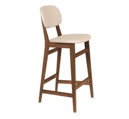 Banco Alto Estofado London Amêndoa