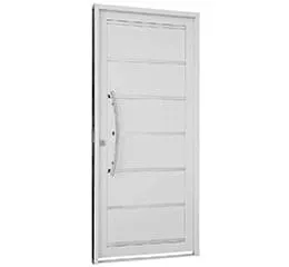 Porta Social sem Seteira com Lambris e Frisos Aço Branco