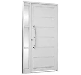 Porta Social com Seteira Simples, Lambris e Frisos Aço – Branco