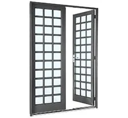 Porta de Abrir Quadriculada Aço – 2 Folhas – Cinza