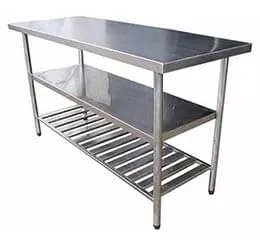 Mesa de Aço Inox com Duas Prateleiras