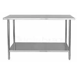 Mesa Inox com Prateleira Lisa