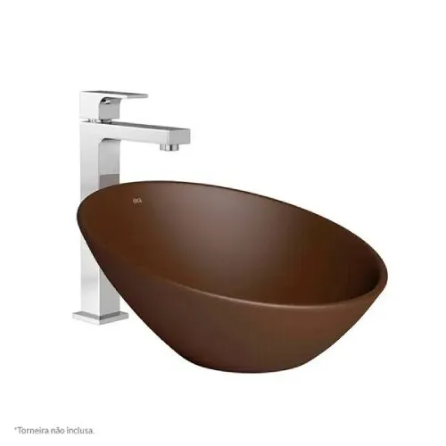 Cuba de Apoio Redonda Angular - 390 mm x 390 mm - Marrom Fosco