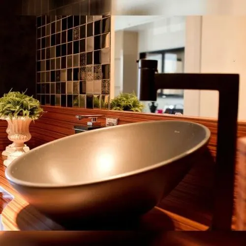 Cuba de Apoio Redonda Angular - 390 mm x 390 mm - Marrom Fosco