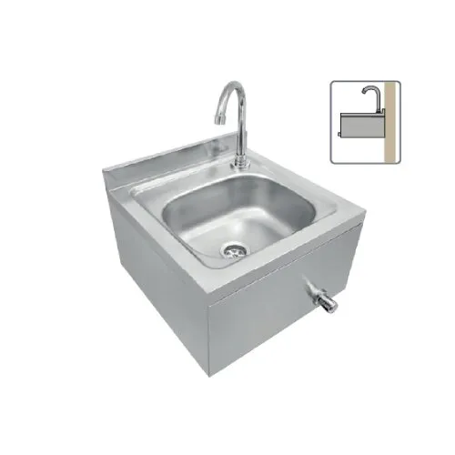 Lavatório Industrial de Parede com Bica e Válvula de Acionamento com o Joelho