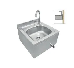 Lavatório Industrial de Parede com Bica e Válvula de Acionamento com o Joelho