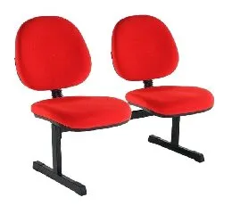 Cadeira Longarina 2 Lugares Vermelha - Linha Diretor Estofada