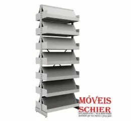 Estante Biblioteca Dupla Face em Aço 14 Prateleiras