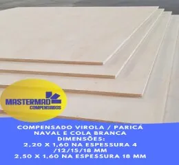 Compensado Virola / Paricá Naval e Cola Branca