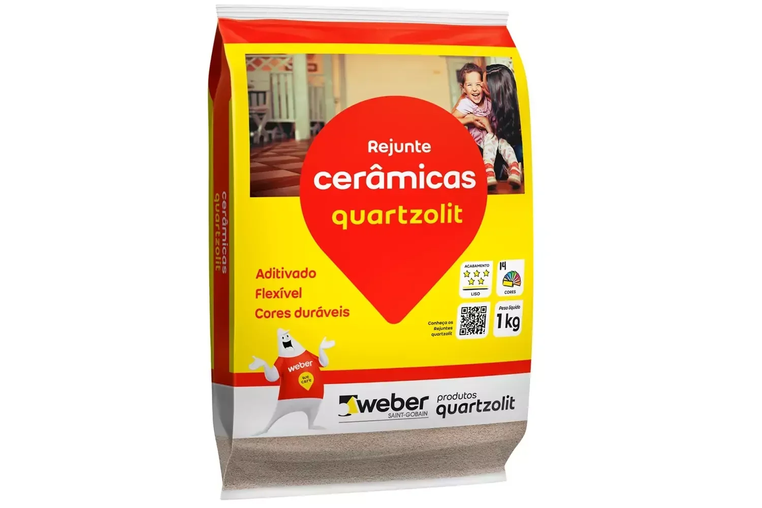 Rejunte Aditivado Flexível Preto 1 kg Quartzolit Weber