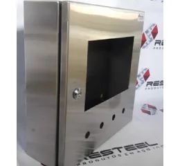 Caixa/Painel em Aço Inox com Furo e Recorte Personalizado para IHM