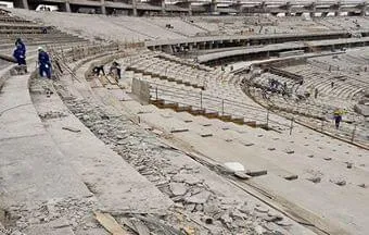 Grautes e autonivelantes recuperam estrutura de arquibancadas do Maracanã
